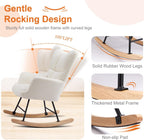 Rocking Chair, Upholstered Glider Rocker Accent Chair, Nnursery Rocking Chairs with High Backrest for Small Spaces, Indoor, Living Room, Bedroom, White