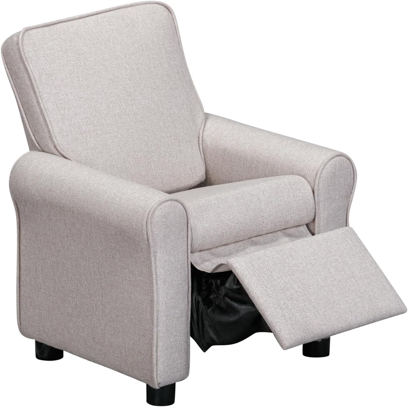 Olive & Opie Jordan Kids/Toddler Push Back Recliner Chair, Lounge Sofa for Boys & Girls Ages 3 and Up, Soft Upholstery, Greige