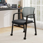 Giantex 10-Pack Waiting Room Chair Set, Rolling Office Desk Chairs with PU Wheels, Armrests, Stackable Guest Chair for Office, School, Lobby,Reception, Conference, Grey