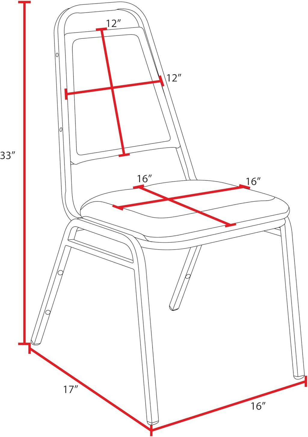 Regency 8029 Stackable Cushioned Restaurant Chair, Commercial Vinyl Dining & Event Seating, Steel Frame, Comfortable Easy-Clean Chair for Banquets, Cafeterias & Hospitality - Black (4 Pack)