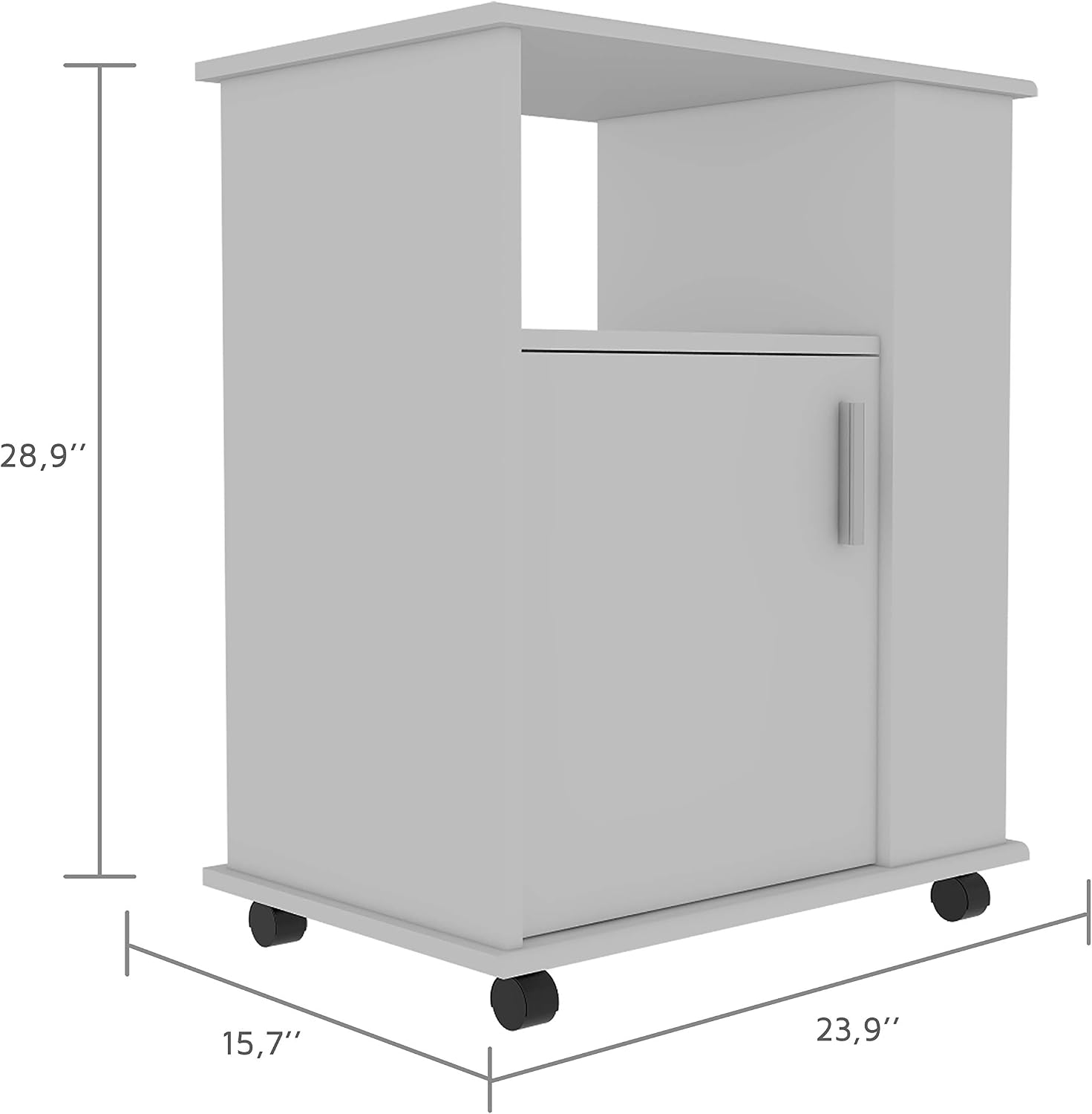 White Single Door Microwave Cabinet with 3 Side Shelves