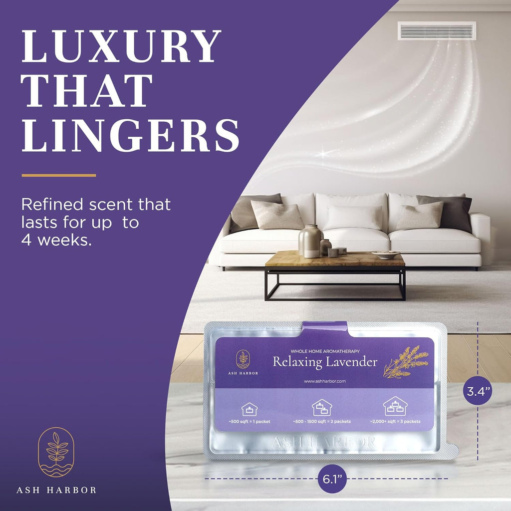 Relaxing Lavender Whole Home Aromatherapy | Furnace Filter Scent & AC Air Freshener Whole House | HVAC Duct Odor Eliminator for Lasting Freshness | Filter Fresh 6 Pack by Ash Harbor