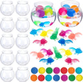 Jingmore 12 Set 30 oz Fishbowl Table Tennis Carnival Game Favors with Bounce Round Bowls Multicolor Balls Plastic Gold Fish for Adults Carnival Game Party Activity Prizes