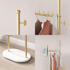 Gold Clothing Rack With Shelves, Gold Coat Rack Freestanding with Marble Base, Coat Hanger Hat Tree Standing Clothes Racks for Boutique, Bedroom