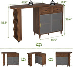 69" Kitchen Island with 360° Rotating Table,LED Lighting, Adjustable Shelves, Storage Cabinet & Power Outlet – Walnut Finish Extendable Dining Table for Kitchen, Dining Room, Bar