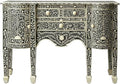 Starlight Canyon Home Boho Buffet Cabinet with 4 Drawers, Eclectic Wood Sideboard with Bone Inlay Detail in Black for Dining Room