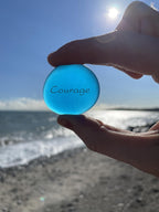 The Mermaid's Message I, Frosted Sea Glass Stones, Six Inspiring Words in Beach Colors, by Lifeforce Glass.