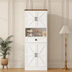 67" Tall Farmhouse Pantry Cabinet with Drawer,Small Storage Cabinet for Kitchen Bathroom Dining Room Kitchen (White, 11.8" D x 23.6" W x 67" H)