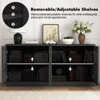 Fluted Sideboard Buffet Cabinet, 63" Credenza Storage Cabinet with 4/6 Doors,Media Console Table for Living Room Kitchen Entryway,Anti-Tip (Black)