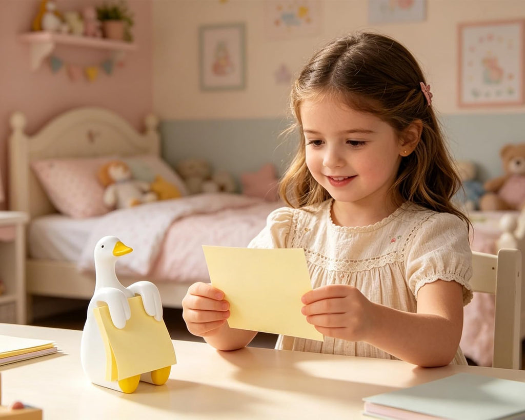Silly Goose Pop-up Sticky Note Dispenser, Includes 1 Pad of 3x3 in Super Sticky Notes, 100 Sheets, Resin Cute Handmade Desk Holder for Office & Home, Funny Goose Desk Decorations-Yellow