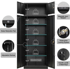 CJF Metal Storage Cabinet, 87 inch Tall Large Locking Cabinet with Top Cabinet, Garage Storage Cabinet with 4 Adjustable Shelves for Home Office, Garage and Utility Room-Black