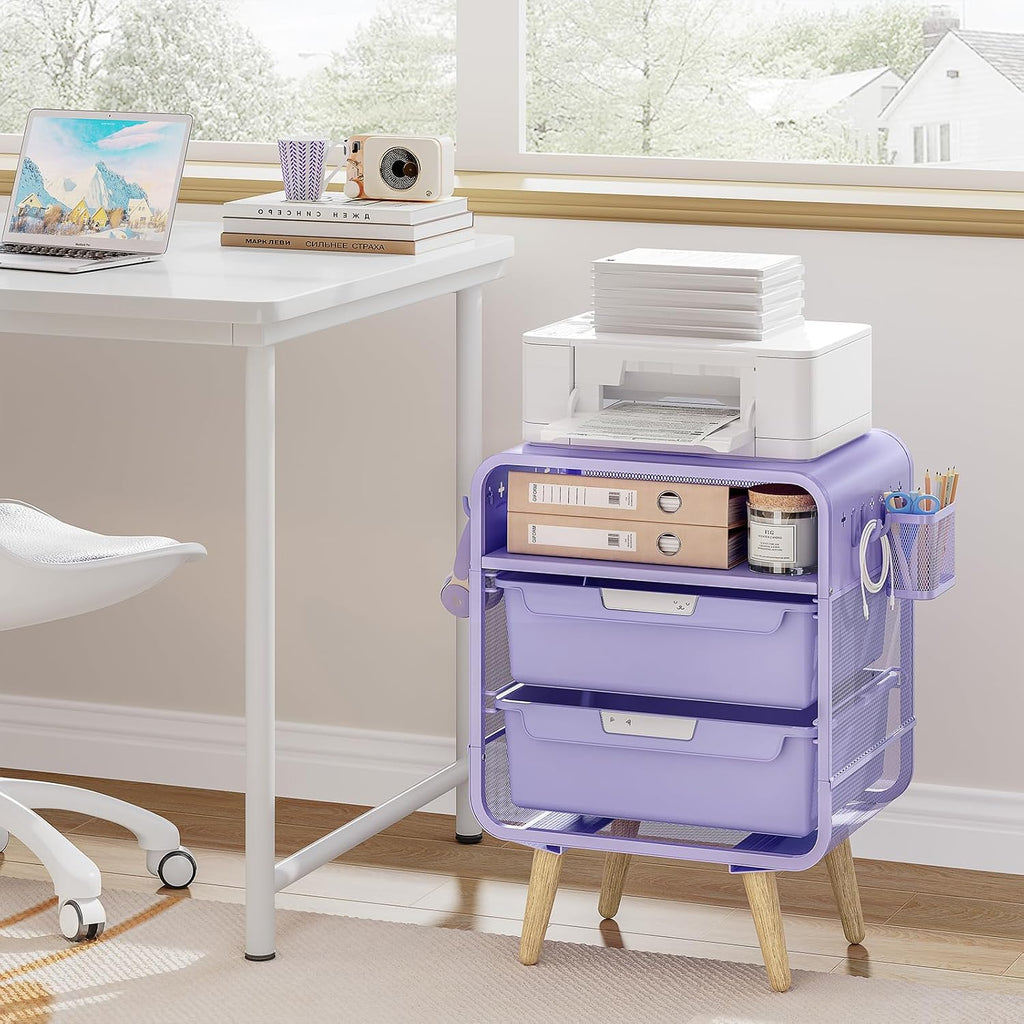 SYKIARIOL Kids Nightstand, Girls Bedside Table, Night Side Table | Kids Night Stand, End Tables Bedroom, Purple Cute Nightstand with Storage Drawer for Girls