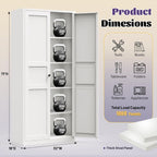 71"Kitchen Pantry Cabinet,White Metal Pantry Cabinet with 2 Doors & 4 Adjustable Shelves,Pantry Cabinets with Gold/Black Handles,Kitchen Cabinet for Dinging Room,Living Room,Assembly Required
