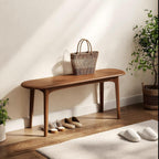 DONGMUWUEJEE 100% Solid Wood Dining Bench, Wood Bench for End of Bed with Rounded Corners, Entryway Benches for Farmhouse, Kitchen, Living Room and Plant Stand (Walnut, 39.4" D x 11.8" W x 19.7" H)