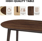 63" Oval Dining Table Set for 4, 5 Piece Modern Dining Table Set for Kitchen and Dining Room, Solid Wood Legs Dining Table with 4 PU Leather Dining Chairs（Walnut Table+4 Beige