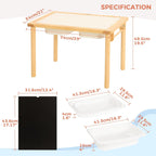 Bateso Sand and Water Table for Toddlers with 2 Storage Bins, Wooden Activity Table with Double-Sided Boards, Sensory Table, Indoor & Outdoor Use
