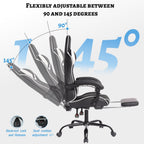 Gaming Chair, Computer Chair with Footrest and Lumbar Support,High Back Ergonomic Office Chair, Height Adjustable Game Chair with 360°-Swivel Seat and Headrest, for Office or Gaming (White)