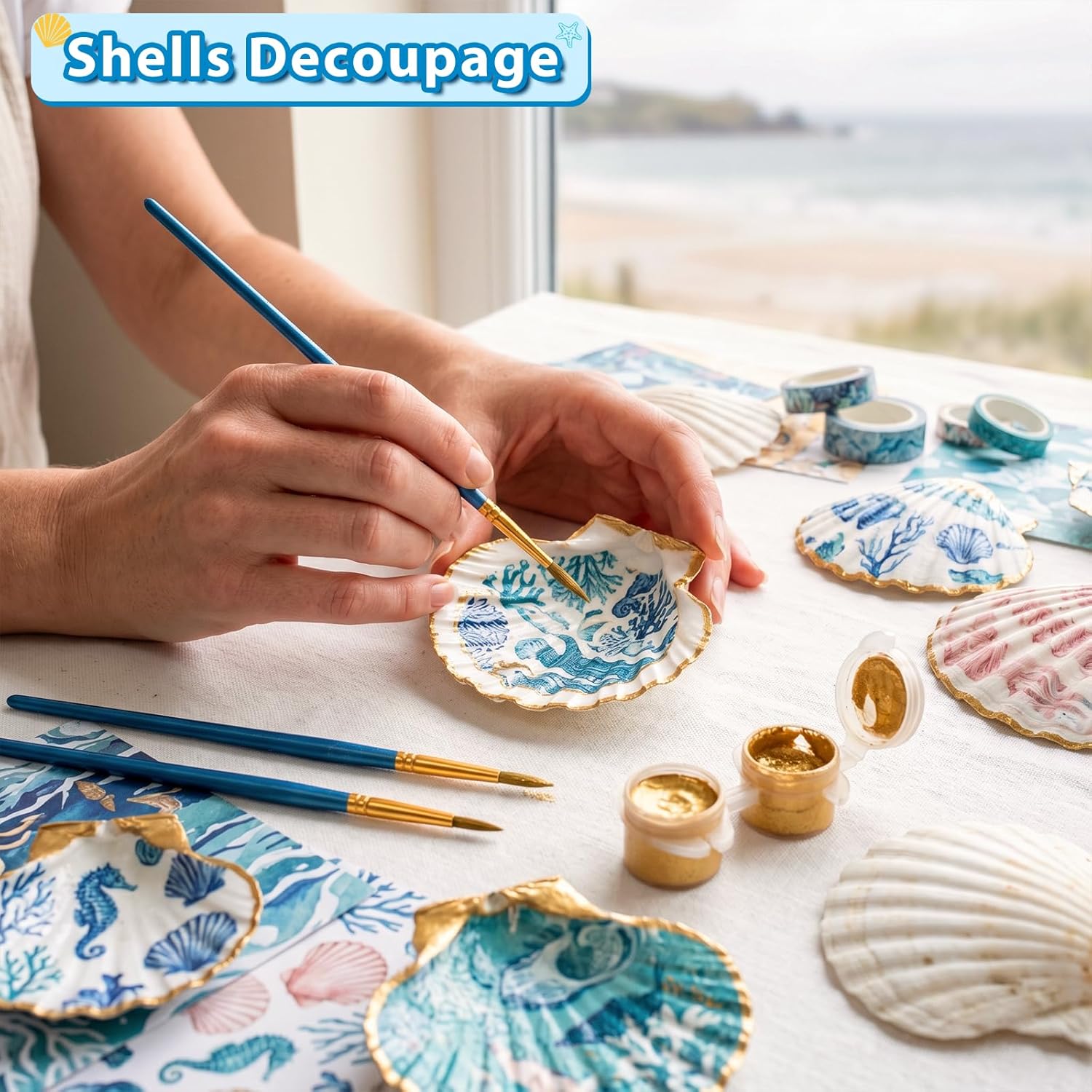 20Pcs 4-5 Inch Large Scallop Shells for Crafts, Natural White Scallop Shells for Baking, Painting, DIY Crafts, Decoupage, Beach Wedding Decor, Large Seashells Bulk for Home