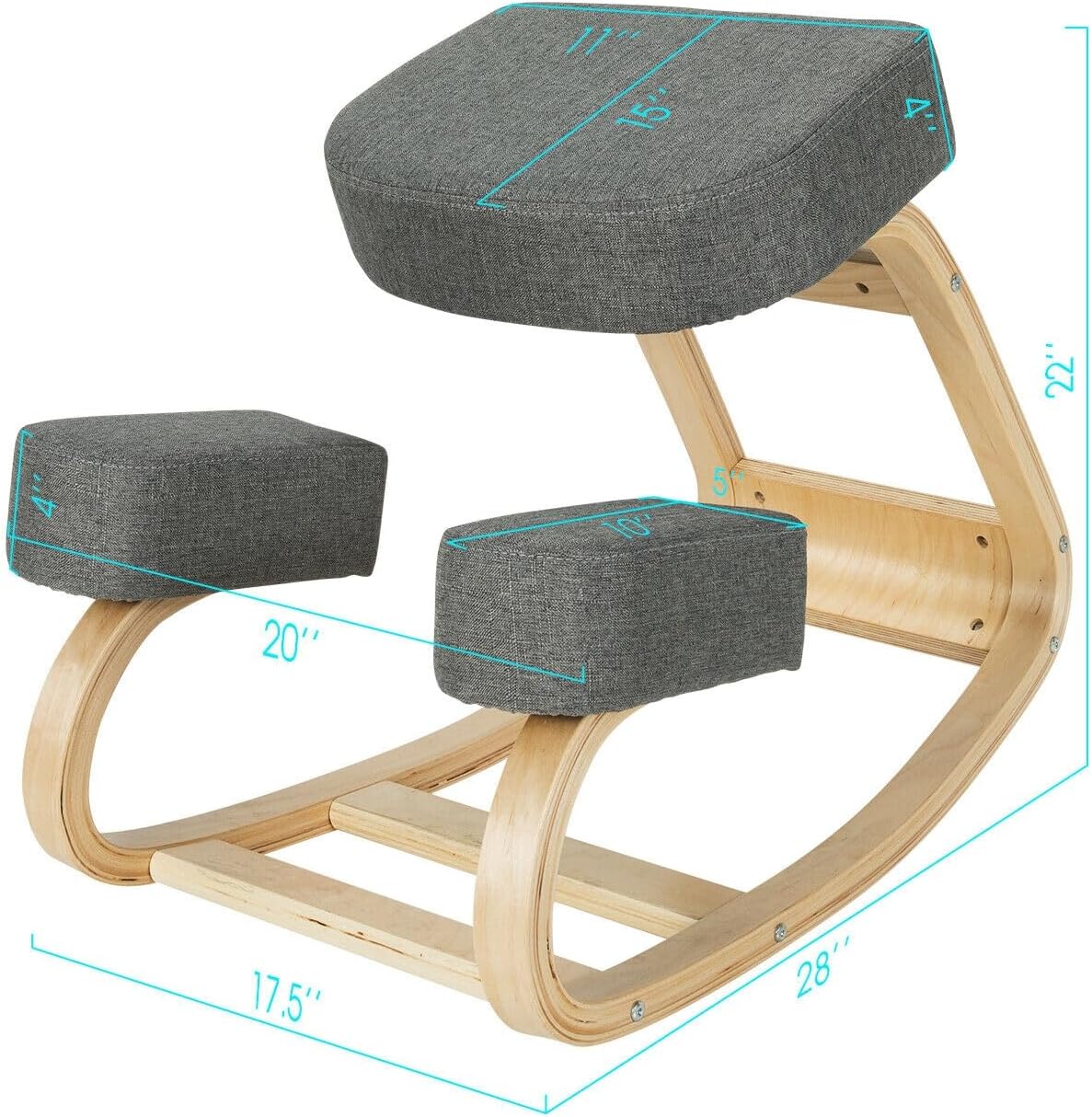 SlickBlue Rocking Kneeling Chair for Office and Home, Ergonomic Desk Stool for Posture Support