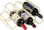 Buruis 9-Bottle Countertop Wine Rack, Honeycomb Metal Wine Holder, Gold | No Assembly Required, Space-Saving Wine Storage, Kitchen Bar Organizer, Red & White Wine Display, Modern Home Decor