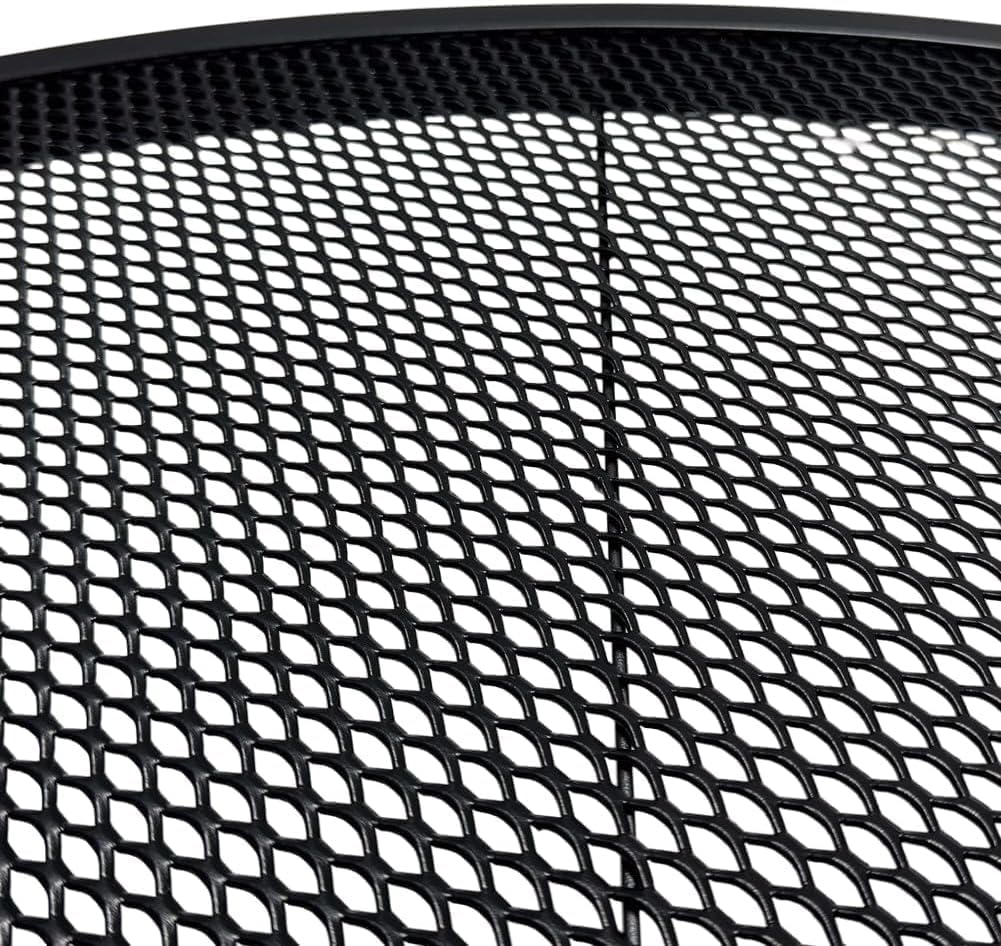 Round Patio Dining Table for 6, 47 Inch, Black Electroplated Steel, with Umbrella Hole, for Backyard, Porch, Deck