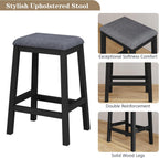 HLR 3-Piece Dining Table Set for 2 Person, Small Farmhouse Kitchen Table with 2 Bar Stools, Wood Dinner Table with Storage Shelves for Dining Room, Apartment, Small Space, Breakfast Nook, Black