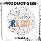 Breling 4 ft Classroom Reading Corner Rug Non-Slip Round Let's Read Carpet Back to School Boho Classroom Decor Washable Read Rug for School Library Calming Corner Nursery Playroom Bedroom Living Room