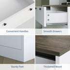 Hetoy 71" Tall Pantry Storage Cabinet with Charging Station and Microwave Countertop - Modern Wood Food Pantry Cabinet with Drawers for Kitchen and Dining Room