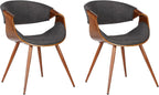Armen Living Butterfly Mid-Century Dining Chair in Walnut Finish and Charcoal Fabric - Set of 2