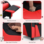 HONEY JOY Kids Recliner, Youth Game Reclining Chair w/Headrest & Back Pillow, Upholstered Leather Lounge Chair for Boys Girls, Manual Adjustable Toddler Single Sofa Chair for Living Room (Red)