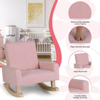 GLACER Toddler Rocking Chair, Fabric Kids Rocker w/Solid Wooden Frame & Non-Slip Mat, Anti-Tipping Design, Comfy Indoor Sofa for Living Room, Playroom, Bedroom (Pink)