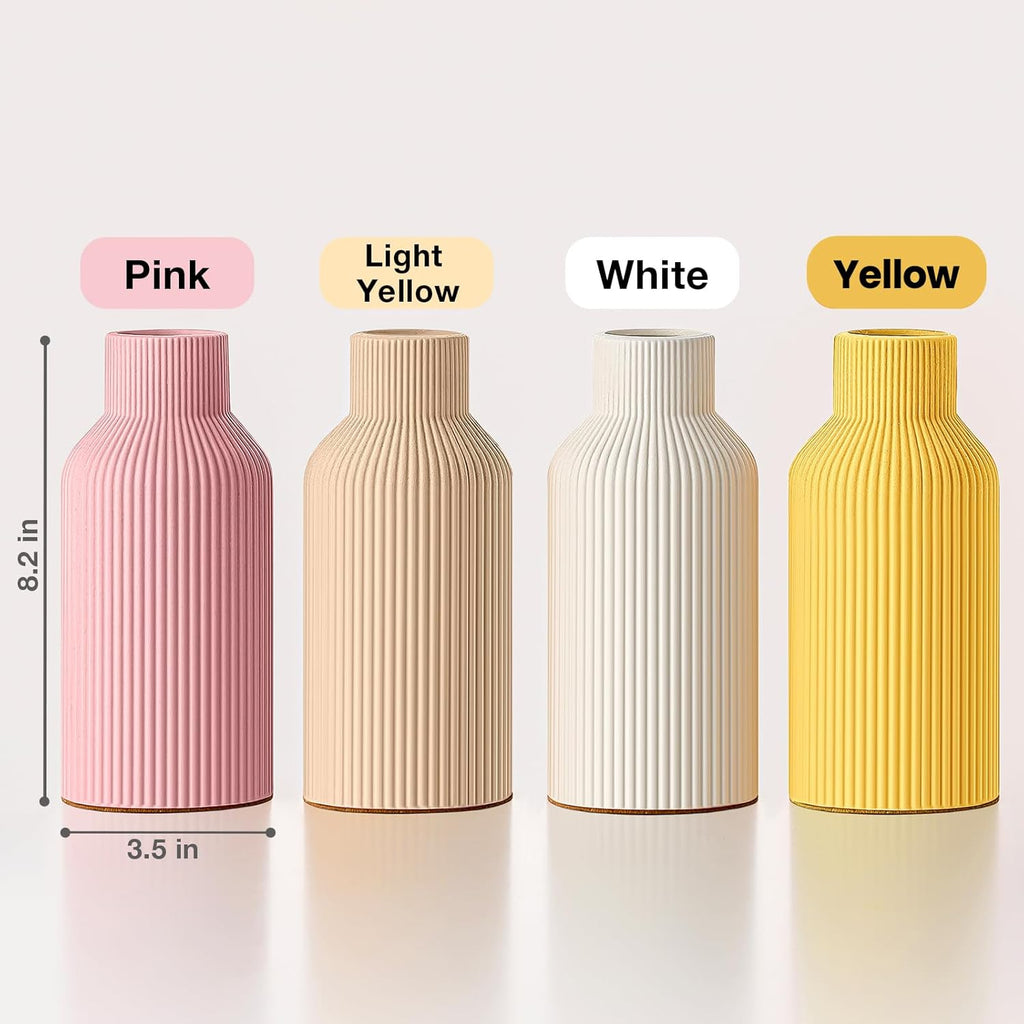 Mfacoy Ceramic Flower Vase, Minimalist Decor, Modern Home Decorative Vase, 8 in Small Pampas Grass Vases For Kitchen, Bedroom, Office, Living Room, Bathroom, Shelf Centerpiece Table Decorations (Pink)