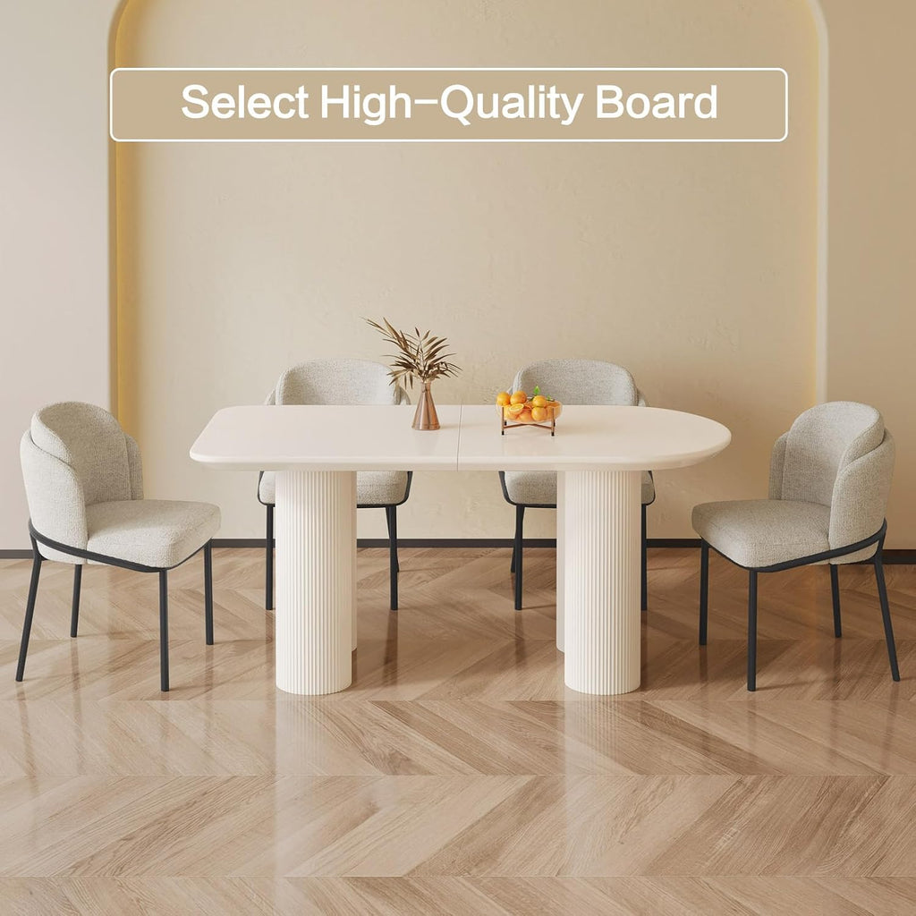 Modern Dining Table Set for 4, 55.11" L Oval Kitchen Table with 4 Dining Chairs for Dining Room, Kitchen, 5 Pieces Dining Set, White