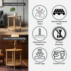 Decor Therapy Stafford Round Side Table, Seadrift Two-Tier Modern End Table with Spindle Legs, Easy Assembly