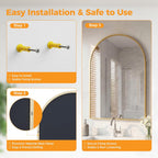 NEWBULIG 22"x30" Arched Wall Mirror, Bathroom Mirrors for Over Sink, Vanity Mirror with Tempered Glass & Anti-Rust Metal Frame, Entryway, Living Room, Bedroom, Gold