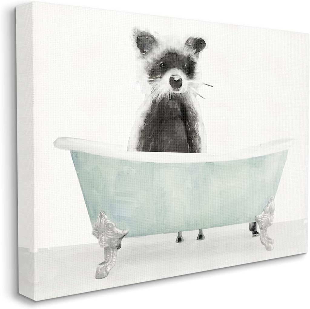Stupell Industries 'Raccoon In A Tub', Canvas Art, 20 x 16 Inches, Easy to Hang and Sturdy, Made in USA, by Stellar Design Studio