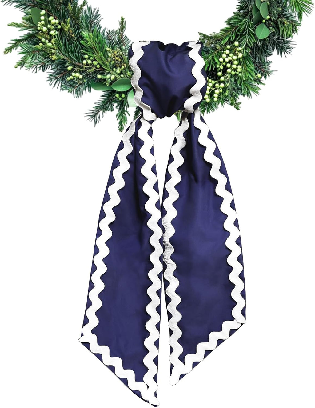 Wreath Sash for Front Door Blue Cotton Wreaths Satin Sash Burlap Garland Ribbon Accessories for Wreath Yard Doorway Indoor Outdoor Bow Bridal Shower Home Decor,5.11 x 55.1
