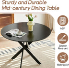 Modern 5-Piece Round Dining Table Set,Circle Black MDF Table & 4 Black Boucle Dining Chairs, Metal Frame Kitchen Furniture for Small Spaces(36-Inch)