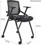 40 Pack Stackable Conference Room Chairs with Paddle Folding Office Chair Foldable Desk Chair Mesh Back and Arms for Conference Meeting Guest Reception Home Office Training Room Chair Black