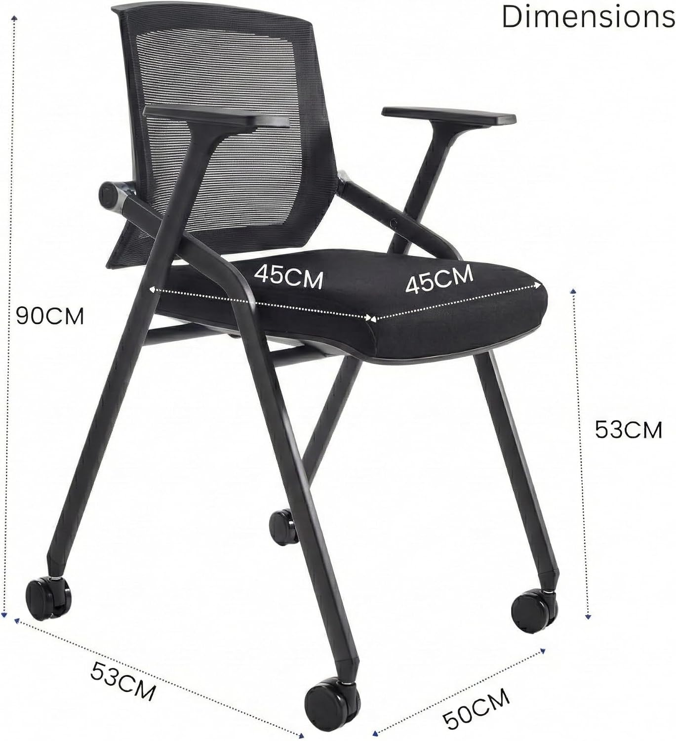 40 Pack Stackable Conference Room Chairs with Paddle Folding Office Chair Foldable Desk Chair Mesh Back and Arms for Conference Meeting Guest Reception Home Office Training Room Chair Black