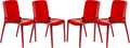 LeisureMod Murray Modern Plastic Dining Chair (Set of 4), Transparent Red