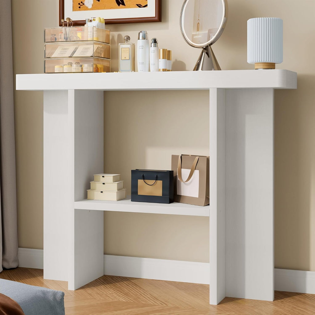 senlin Sofa Table, 47 Inch Console Table, Narrow Entryway Table for Hallway, Behind The Couch, Living Room, Foyer, Easy Assembly (White)