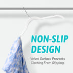 Sishynio Velvet Hangers 100 Pack, Space Saving Non Slip Hangers for Closet Organization, Slim Flocked Clothes Hangers with 360° Hooks for Shirts, Dresses, Pants, Coats and Tops(White)