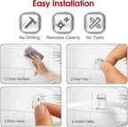 60PCS Adhesive Cable Clips, Heavy-Duty Cord Clips for Cable Management, Outdoor Christmas Light Clips Hooks, Traceless Clear Wire Holders Cord Organizer for Wall, Desk, LED, Car(Small)