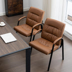 Office Guest Reception Chair Set of 2, Conference Room Chairs Waiting Room Chairs 2 Pack, Modern Leather Office Desk Chair No Wheels.