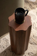 Kate and Laurel Pandey Modern Mango Wood Wavy Drink Table, 9 x 9 x 22, Walnut Brown, Curvy Mini Table for Use as a Pedestal Plant Stand Indoors or as a Small Nightstand Option
