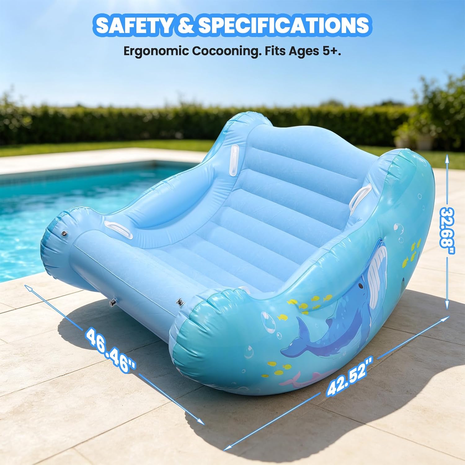 Sensory Chair for Kids, Inflatable Rocking Chair for Autism & ADHD, Cloud Rocker for Deep Pressure Therapy, Sensory Room Equipment for Toddlers Boys & Girls (Sea)