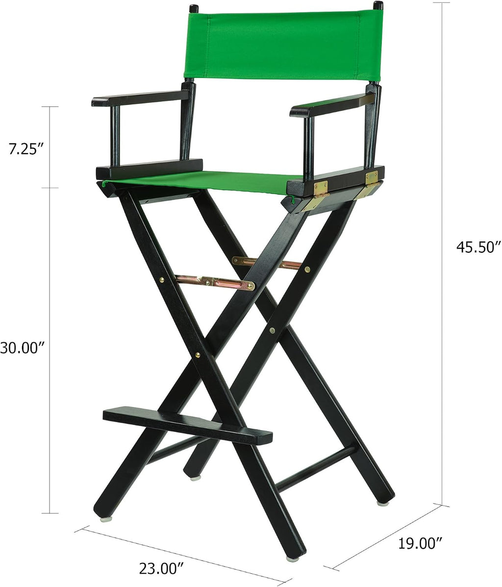 Casual Home Director's Chair ,Black Frame/Green Canvas,30" - Bar Height