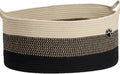 Optish 40L Extra Large Dog Toy Basket, XL Toy Storage Box and Bin with Handles, 20" x 14" x 9" Woven Cotton Rope Foldable Basket for Blankets, Living Room, Bedroom, Home Decor, Black & Brown