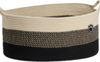 Optish 40L Extra Large Dog Toy Basket, XL Toy Storage Box and Bin with Handles, 20" x 14" x 9" Woven Cotton Rope Foldable Basket for Blankets, Living Room, Bedroom, Home Decor, Black & Brown